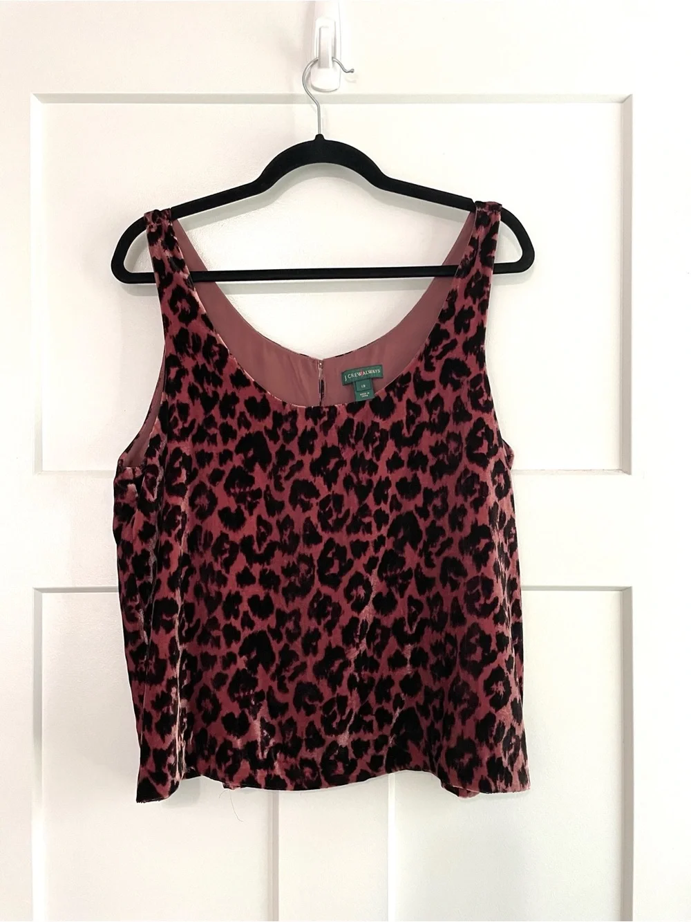 J.Crew Always Velvet Leopard Print Silk Blend Tank Top Size 12